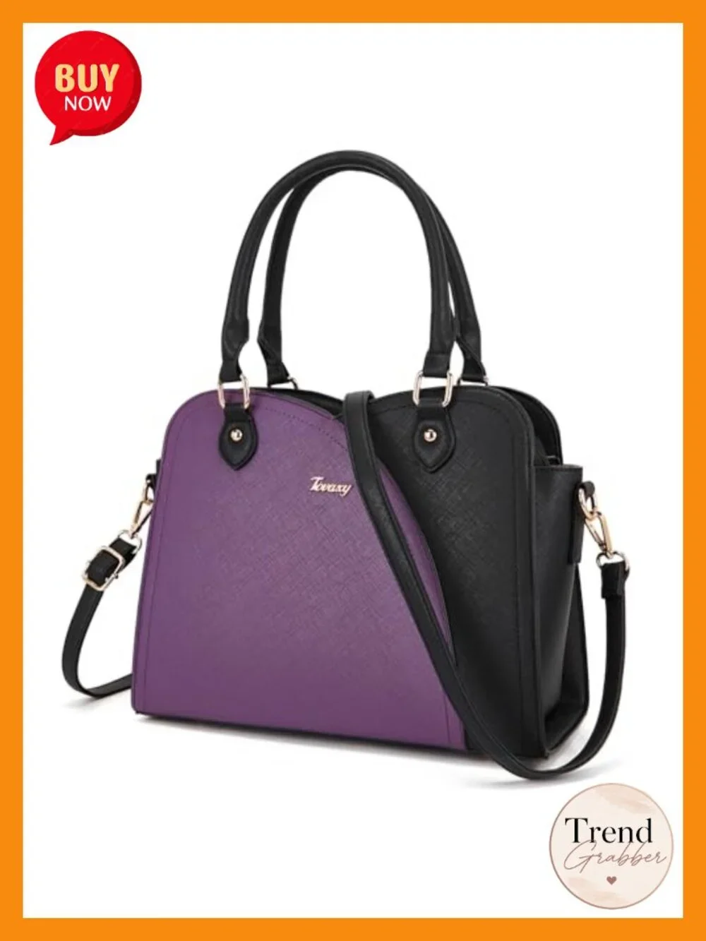 Women's Satchel Handbag with Wallet Set 2-Piece Faux Leather Shoulder Bag